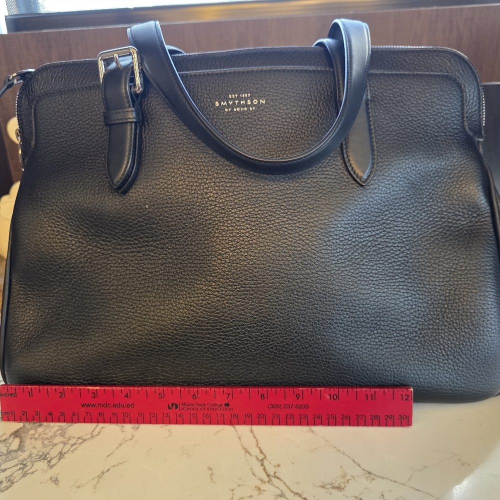 Smythson Black Leather Bag